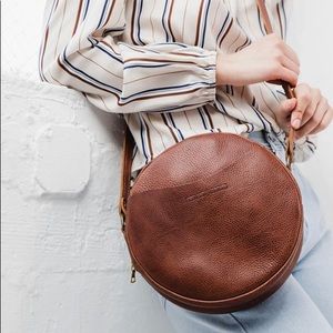 Portland leather circle crossbody